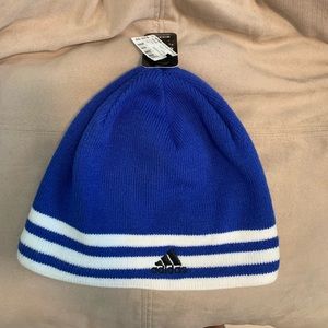 Adidas royal blue and white beanie